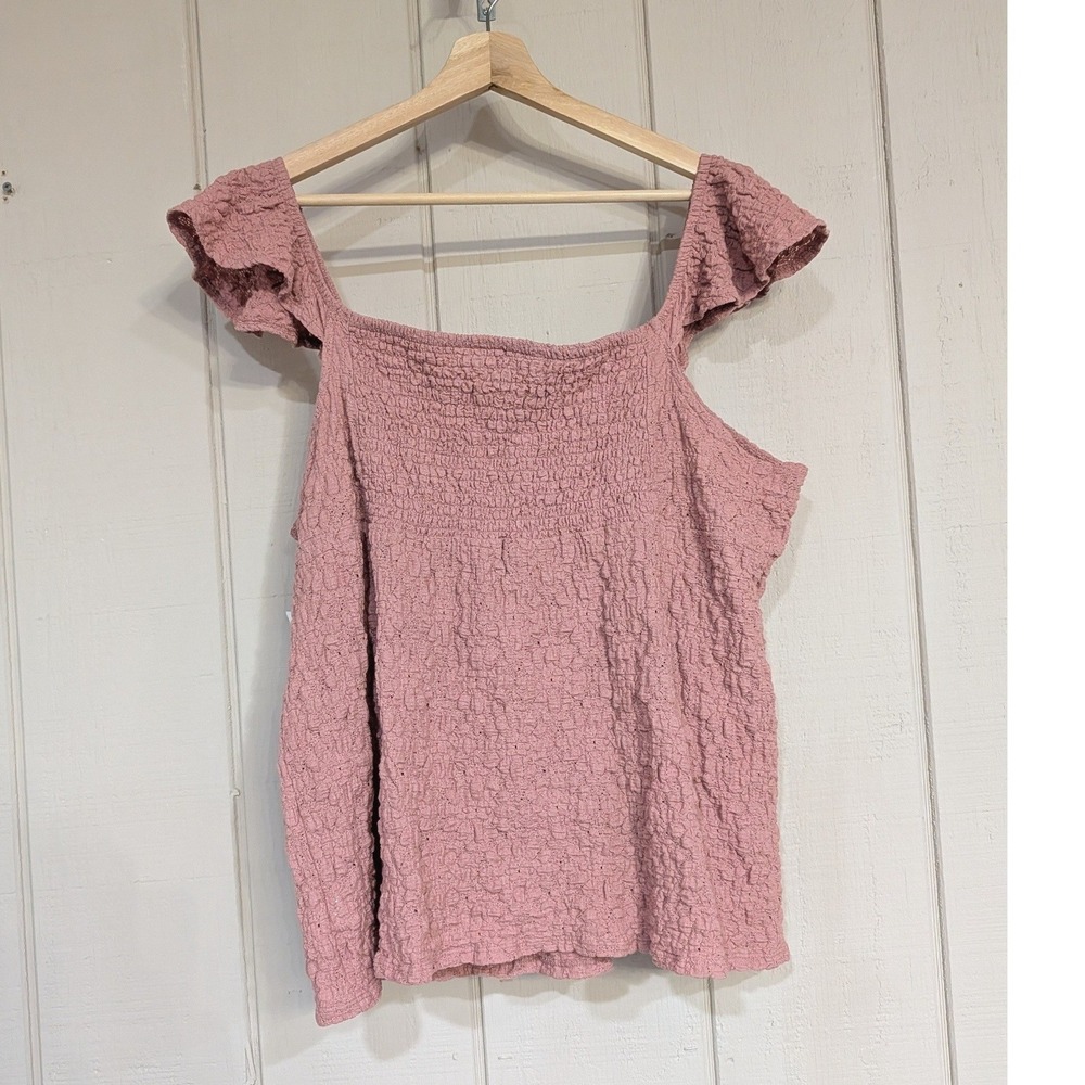 Lucky Brand Pink Smocked Ruffle Cami Top Tie Front Coquette Dainty XXL NWT - Picture 4 of 12